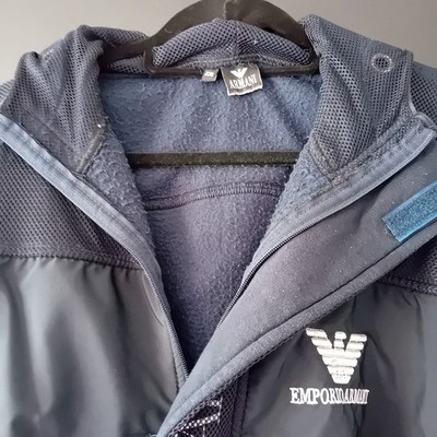 Emporio Armani Herren Collegejacke Blau Gr. XL Kapuze Zip Logo bestickt