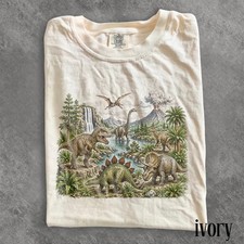 Vintage Dino Landscape Graphic Tee Retro Preh...