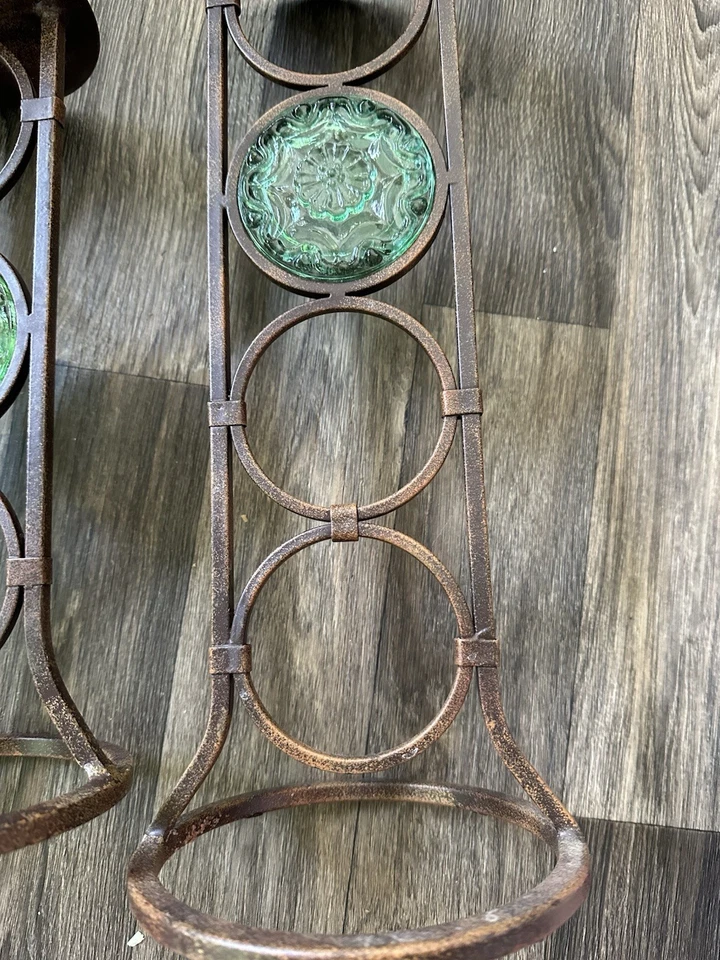 "2 Candelabros Partylite LA ROSETTA Bronce Metal Vidrio 17" y 14""" Foto 3 de 4