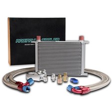 25 Row AN10-10AN Universal Eng Trans Oil Cooler  Filter Reloc Kit Silver