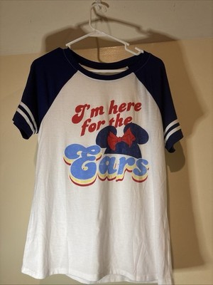 Disney Parks I m Here For The Ears Women s Graphic T-Shirt Size L White NWT