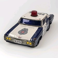 Vintage tin toy Bump N Go, Police Highway Patrol car, Japan. A-5784 Works