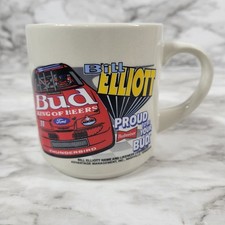 Vintage Bill Elliott Nascar Coffee Cup Mug Racing #11 Budweiser Racing 1994