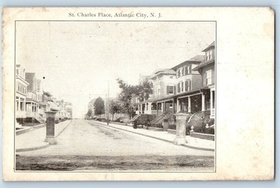 1910 Atlantic City New Jersey Postcard St Charles Place Buildings Road Unposted