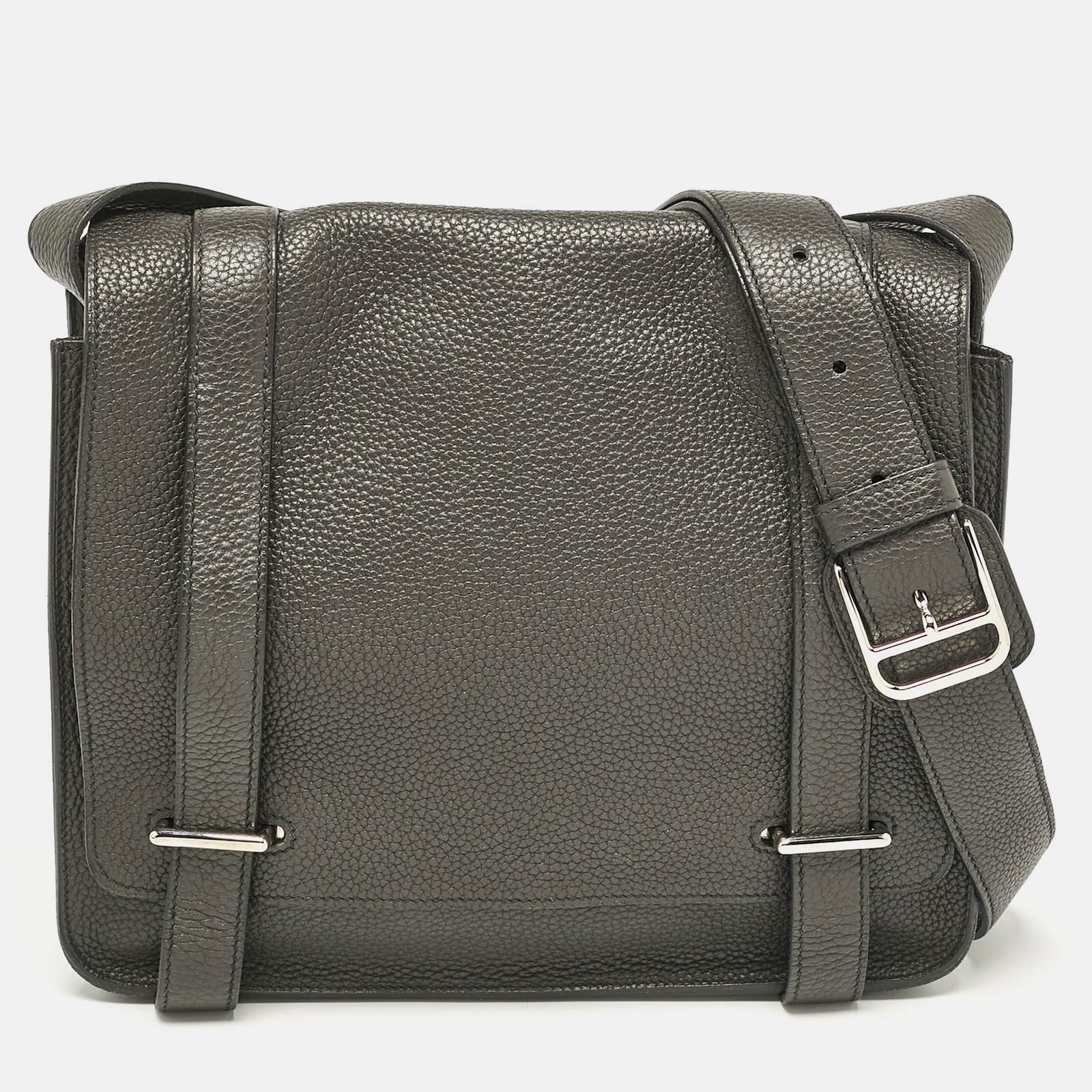 Hermes Steve 28 Bag in Noir Taurillon Clemence Leather