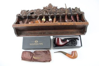 Vintage Tobacciana Pipes W/ 1907 Wall Mount Pipe Stand