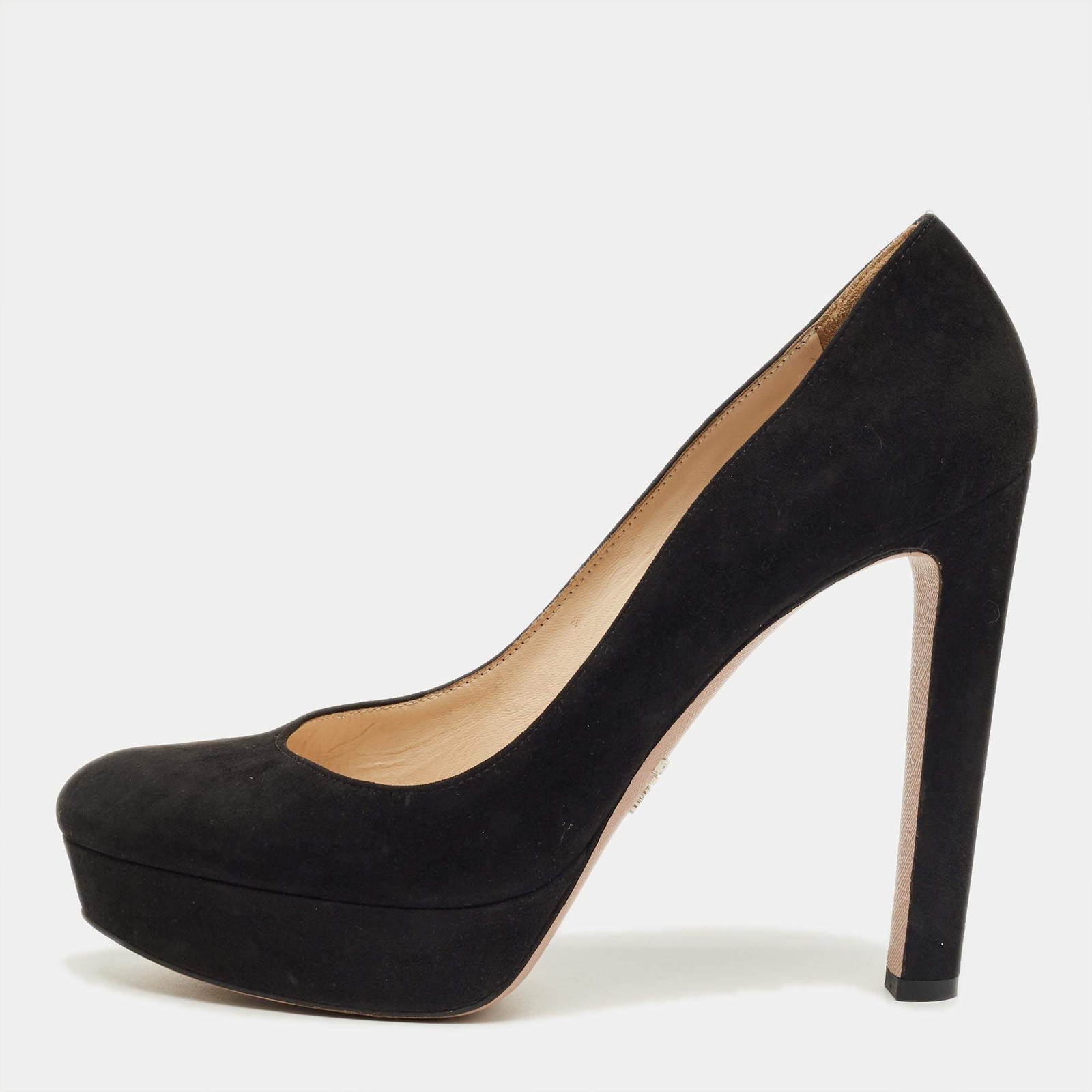 Prada Black Suede Platform Pumps Size 39.5