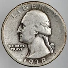 1938-P  25C WASHINGTON SILVER QUARTER  "PHILADELPHIA" AS PICTURED (250817-011)