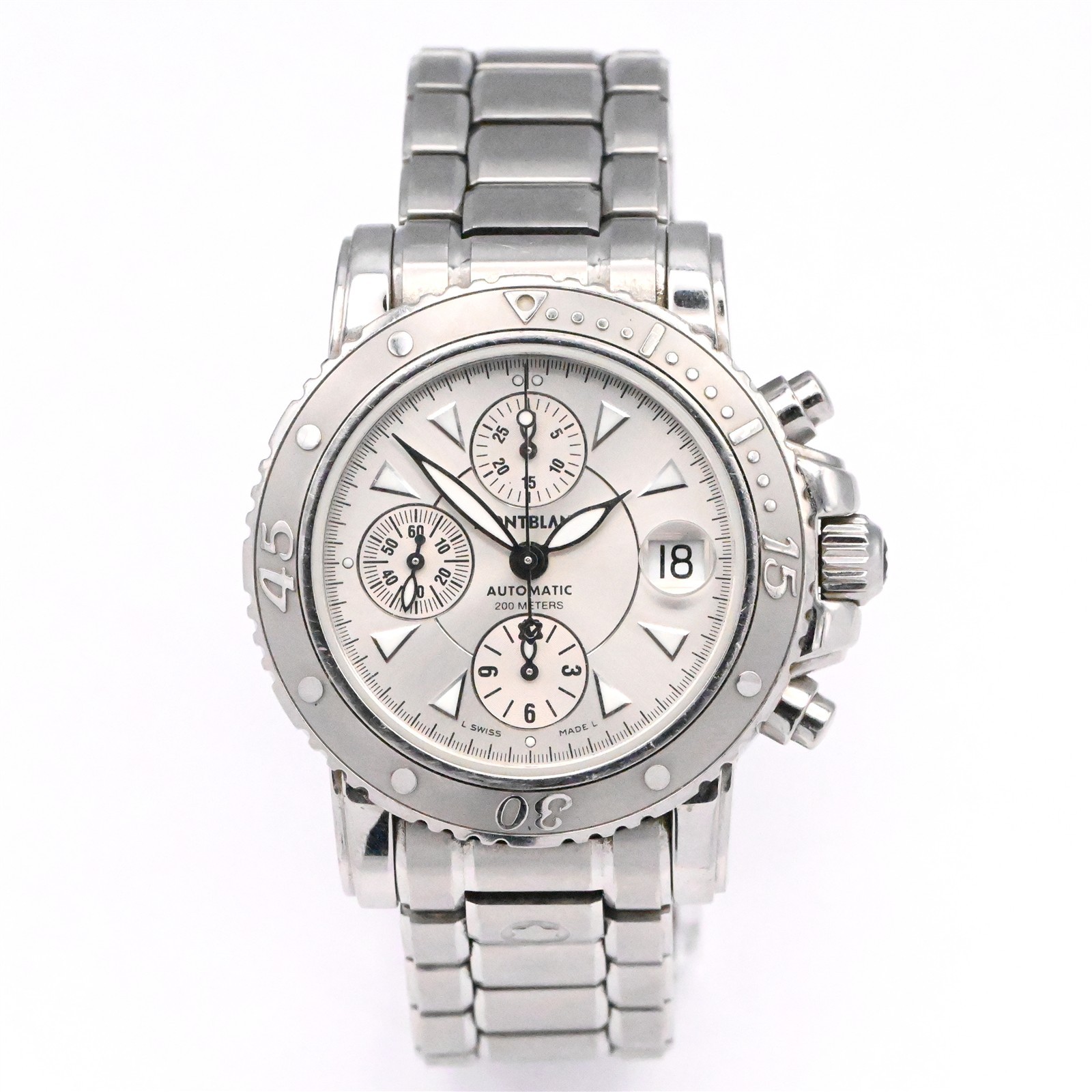 7034 SPORT VINTAGE STEEL MONTBLANC AUTOMATIC WRISTWATCH CHRONOGRAPH STAINLESS - vintagewatches.pk