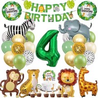 Dschungel Deko 4. Geburtstag, 41 Teile Waldtiere Luftballons