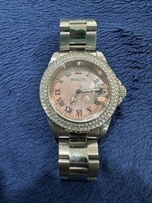 Invicta Angel Pink Mother Of Pearl Dial 40mm Stainless Steel Watch, 7in Long