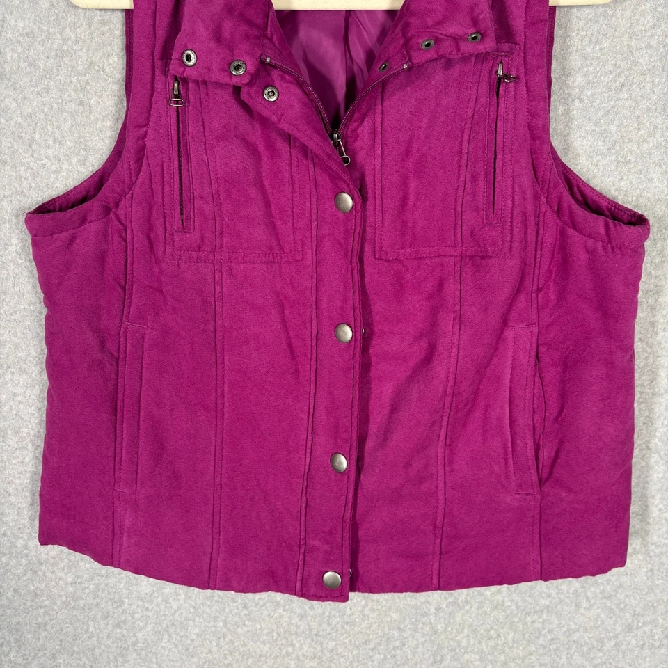 Chaleco de Relatividad Grande Rosa Imitación Micro Gamuza Puffer Acolchado Granja Senderismo Foto 3 de 4