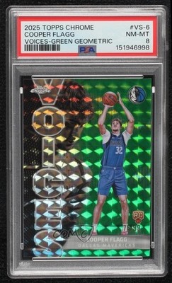 2025 Chrome Voices Green Geometric Refractor 76/99 Cooper Flagg PSA 8 Rookie RC