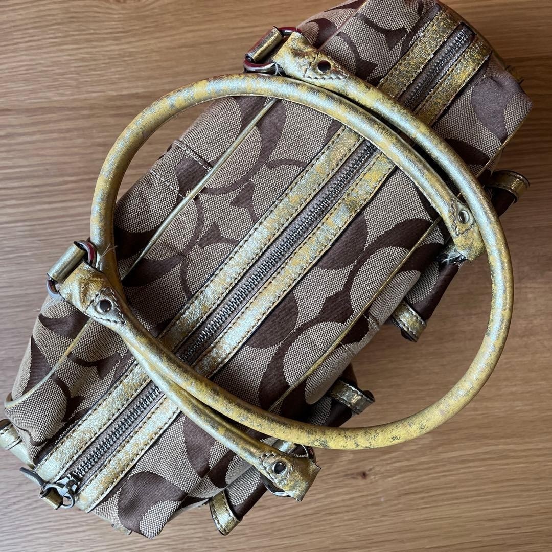 COACH Soho Vintage Shoulder Hand Mini Boston Bag Gold Tone Used