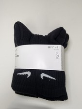 Nike Boy's 6 Pack Everyday Cushioned DRI-FIT Socks Black Size Small 3y-5y Shoe N