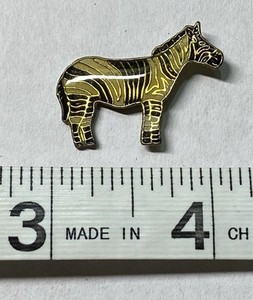 Vintage Zebra Enamel Metal Lapel Pin African Equine