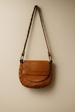 Hand-Tooled Brown Leather Crossbody Bag Vintage Artisan Floral Boho Saddle Bag