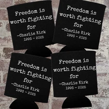 4x Can Cooler Coozie Beer or Soda Can Holder Freedom Charlie Kirk