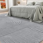 8'x10' Beige Washable Area Rug, Boho Geometric Non Slip High-Low Pile ...
