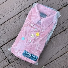 Vintage NOS Career Club Shirt 16 32 Long Sleeve Cambridge Hall Salmon Red USA