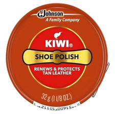 KIWI Mid Tan Shoe Polish 32g 1-1/8 Oz. NEW