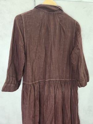 Toast Garment Dyed Linen Shirt Dress Burgundy size M | eBay