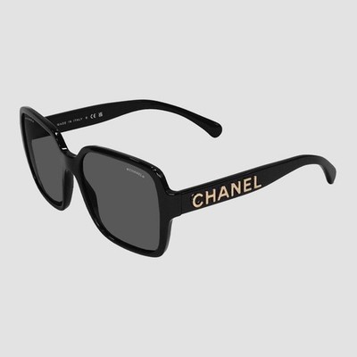 CHANEL Sunglasses CH5408 C622S4 A71305 Square Gold Lettering Black