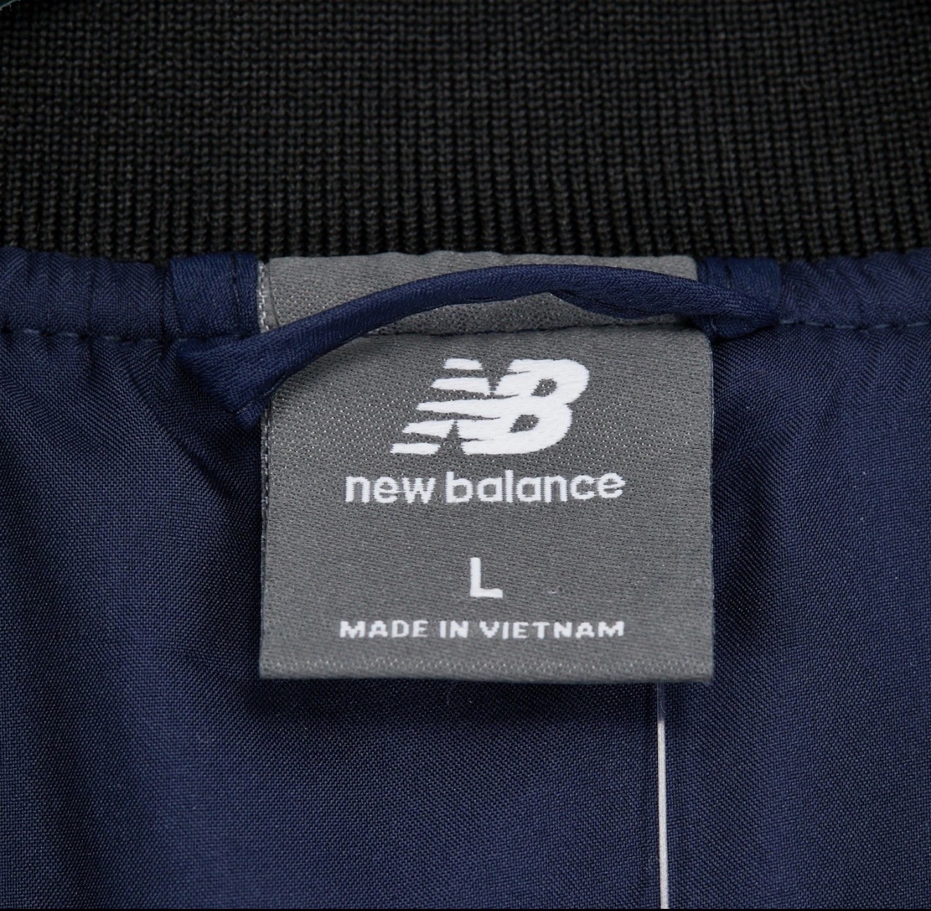 New Balance Mens Puffer Jacket Navy Blue Quilted zip Insulated Bomber Coat Large thumbnail 5