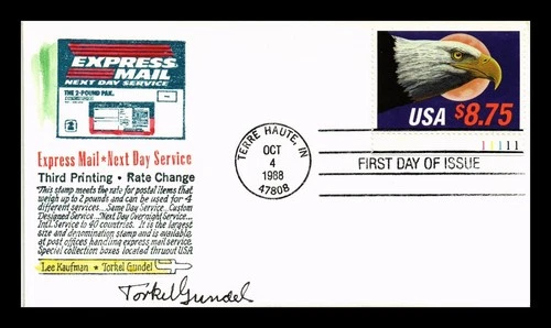 DR JIM STAMPS US COVER EXPRESS MAIL $8.75 EAGLE MOON FDC TORKEL GUNDEL CACHET
