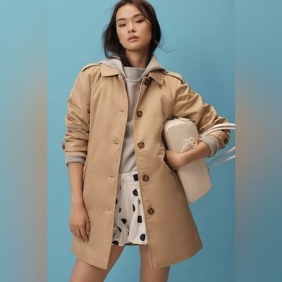 ELLEN TRACY Khaki Short Trench Coat Sz S