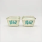 2 Pyrex Turquoise Amish Butterprint Refrigerator Dish 501 w/ Lid 1 1/2 Cup EUC