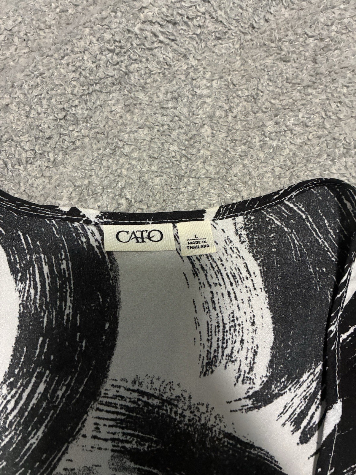 Cato Women's M Black/White Abstract Ruffle Sleeveless Scoop Neck Tank Top
