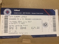 Rangers v Progres Niederkorn Ticket 25/7/2019
