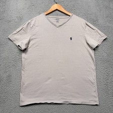 Polo Ralph Lauren T-Shirt Mens Medium Gray V-Neck Short Sleeve Pony Logo Cotton