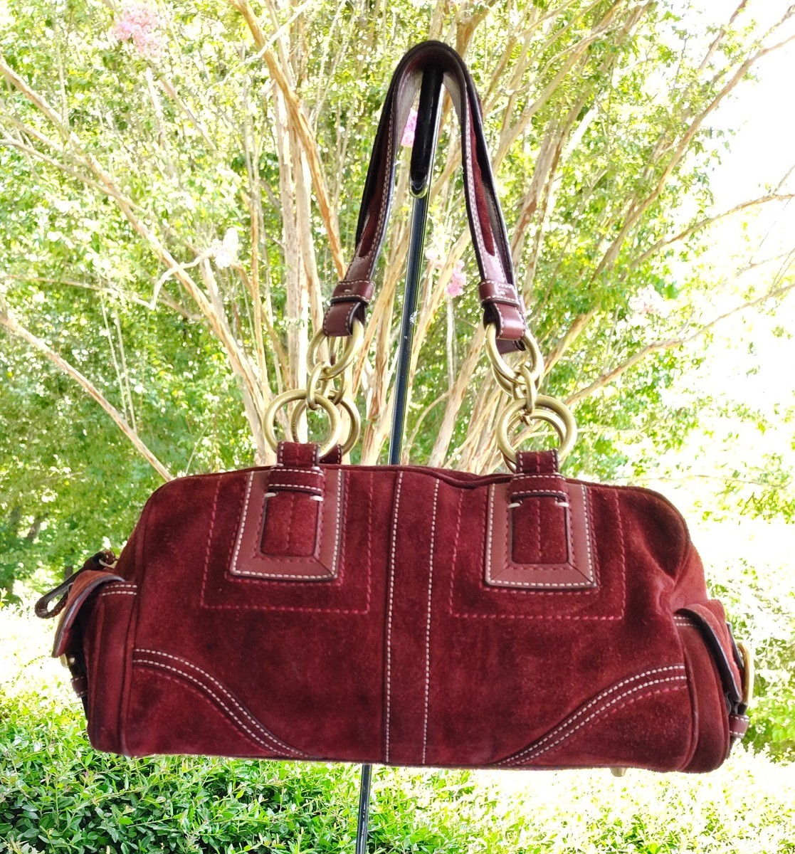 Coach SMALL 10061 Vintage Mia Soho Y2K Burgundy Suede Shoulder Bag