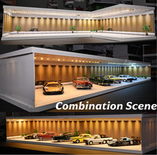 Diorama 1:43/64 Car Showroom Model LED Light Parking Lots Scene Garage Model US
