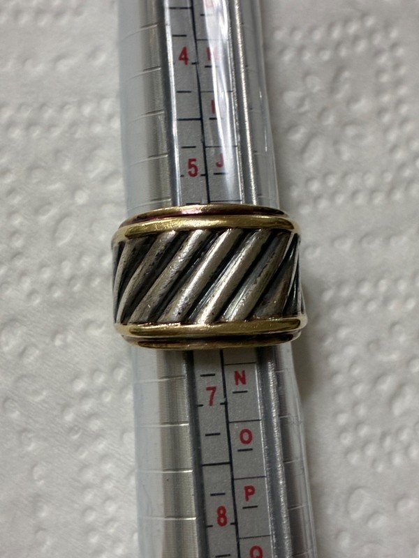 David Yurman 14k Yellow Gold & Sterling Silver  Cigar Ring 8.23G  / Sz 6 Vintage