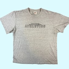 Vintage 90s Nike Athletics T Shirt Made in USA Gray Medium Spellout Swoosh