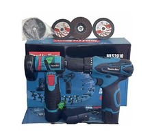 TRAPANO AVVITATORE + MINI FLEX SMERIGLIATRICE + 2 BATTERIA + ACCESSORI SET 76mm