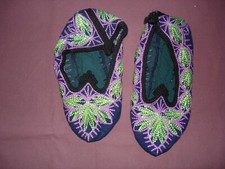 Beautiful Vintage Hand Made House Slippers Small/Medium 9'' 22cm P0815