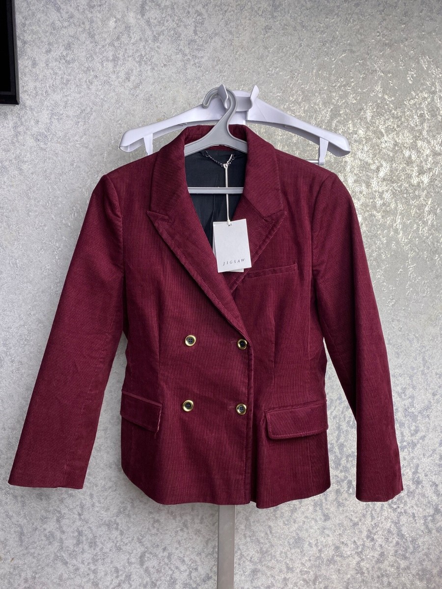 JIGSAW Cord Velvet Double Breaster Blazer Jacket Size US 8 / UK 12