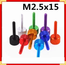1Pcs M2.5xL15 aluminum alloy color flat head knurled handle screw