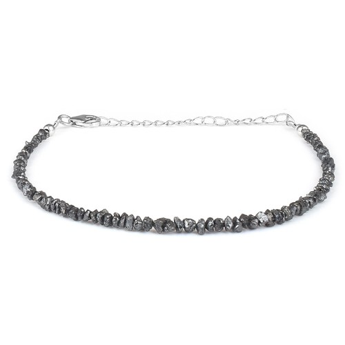 Naturschwarz Diamant Lose Perlen Nuggets Armband Raw Grobem Stein Armband 22.1cm - Bild 4 von 5