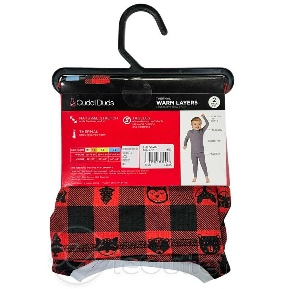 NEW Cuddl Duds Toddler Thermal Layer Tagless Crew & Leggings Base Layer Set - Image 2 of 3