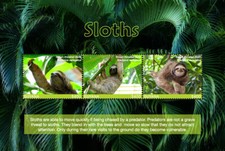 Guyana 2017 - Sloths Animals - Sheet of 3 Stamps - Scott #4522 - MNH