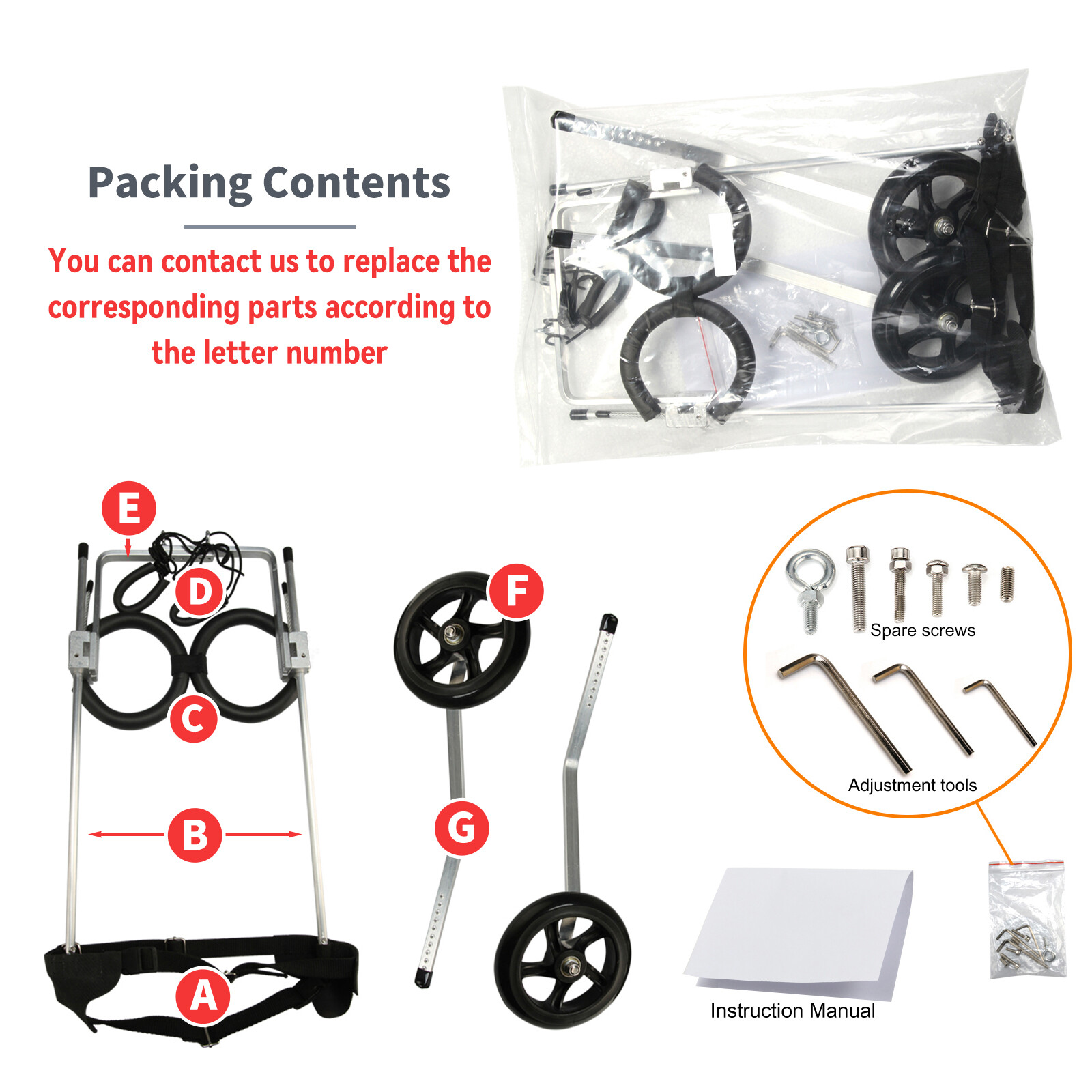 Pet Wheelchair for back legs, S/M/L Dog Wheelchair For Handicapped Dog