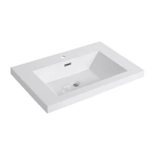 30" x19.7" Bathroom  Rectangular Resin Sink Basin Vanity Top W/Faucet Hole White