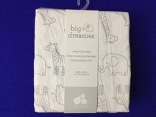 NEW Just Born Big Creamer Animal Print White Fitted Crib Sheet 28 X 52 in E11 