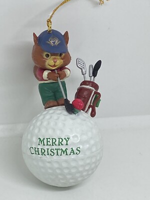 Vintage Christmas Traditions Ornament Golf Ball Squirrel Teed Off Lustre Fame 23
