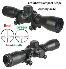 4X32 Compact Crossbow Archery Multi Range Reticle Scope Red and Green illuminate